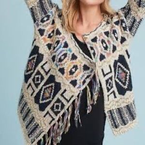 Anthropologie Moth Spectra Sweater Boho Tassel
Fringe Mixed Knit Cardigan Size S
